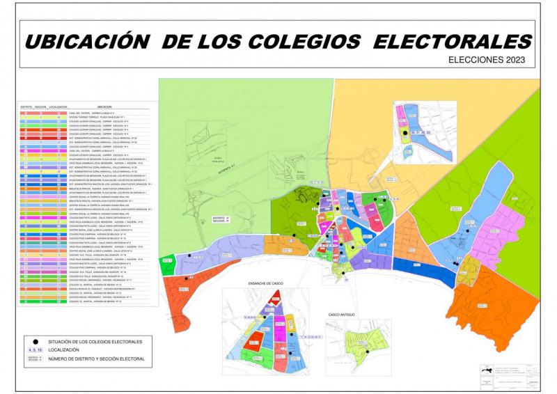 Ubicación de los Colegios Electorales en Benidorm.